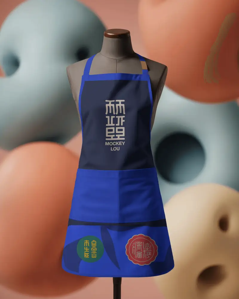Creative Abstract Background Apron Mockup On Mannequin With Depth And Artistic Product Focus
