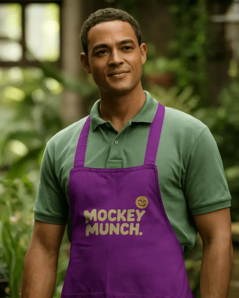Outdoor Garden Worker Apron Mockup Front View Natural Environment Relaxed Professional Look