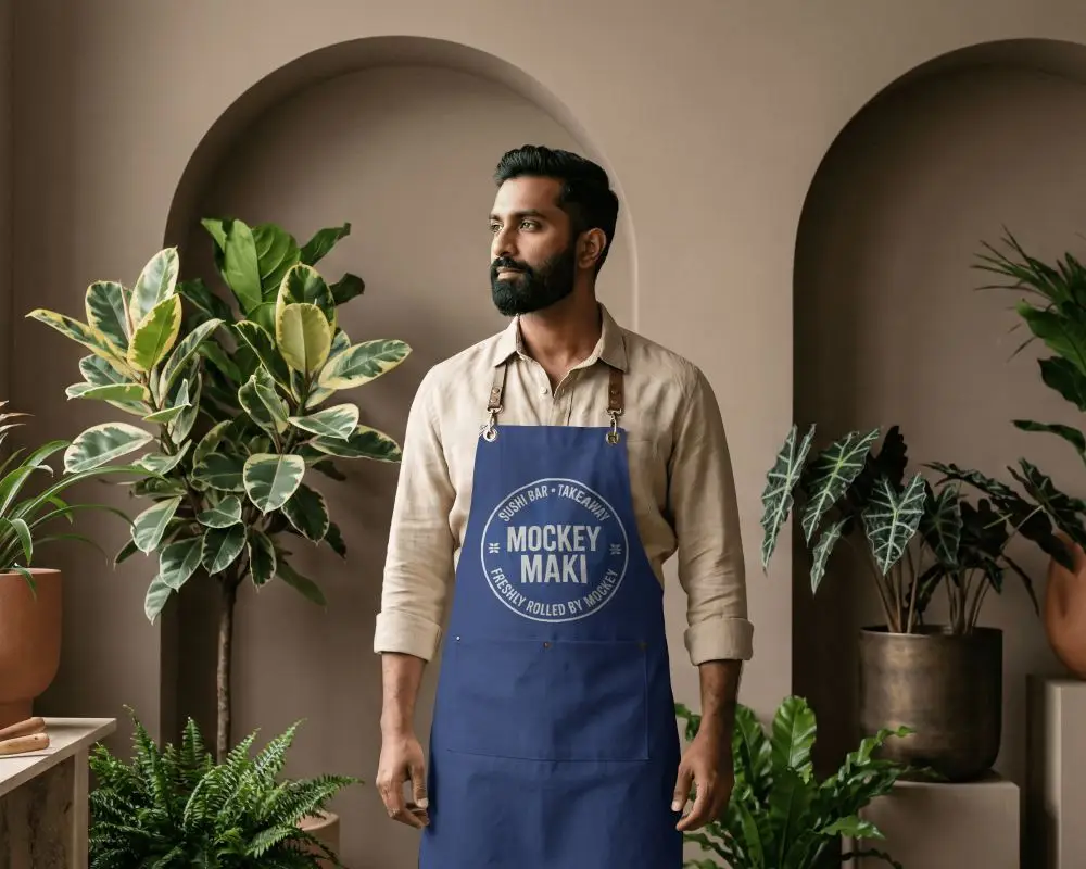 Premium Leather Apron Mockup For Chefs Baristas And Craftsmanship Professional Use