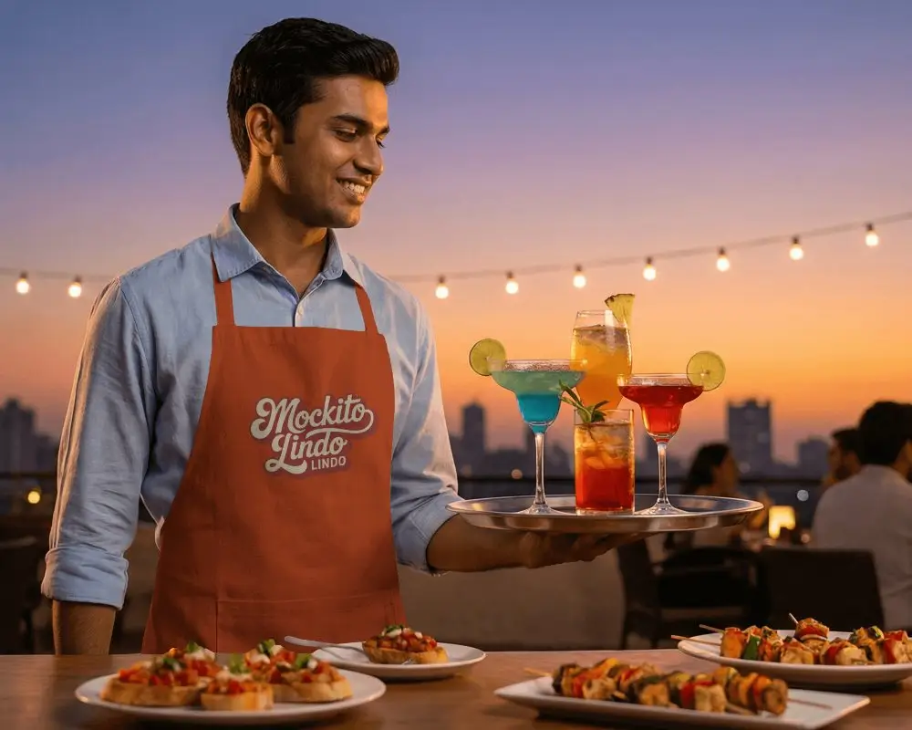 Professional Restaurant Waiter Apron Mockup For Bar Bistros Casual Dining And Servers Uniforms