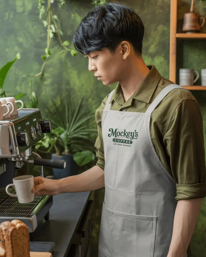 Durable Kitchen Apron Mockup For Baristas And Cafe Workers Offering Protection And Style