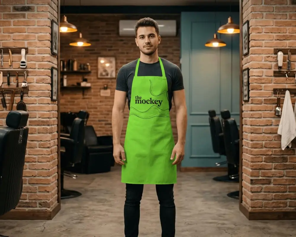 Stylish Professional Apron Mockup For Barber And Hairstylist Use In Modern Salon And Spa Settings