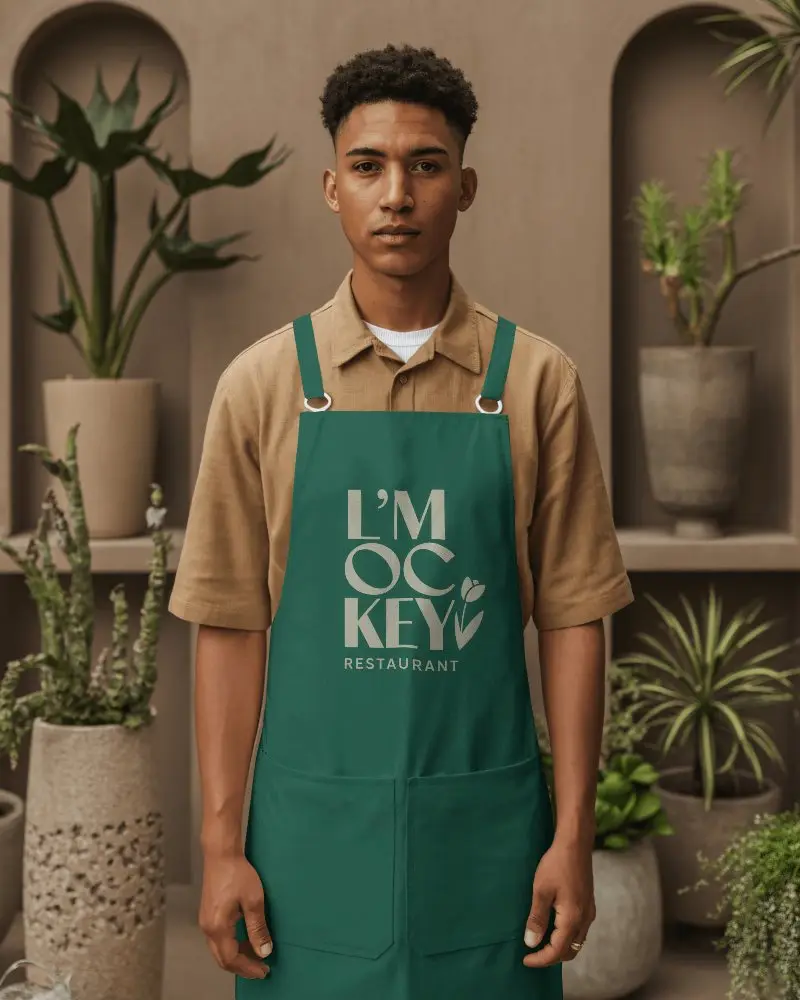 Modern Adjustable Strap Apron Mockup For Professional Chef Cooking And Craft Design