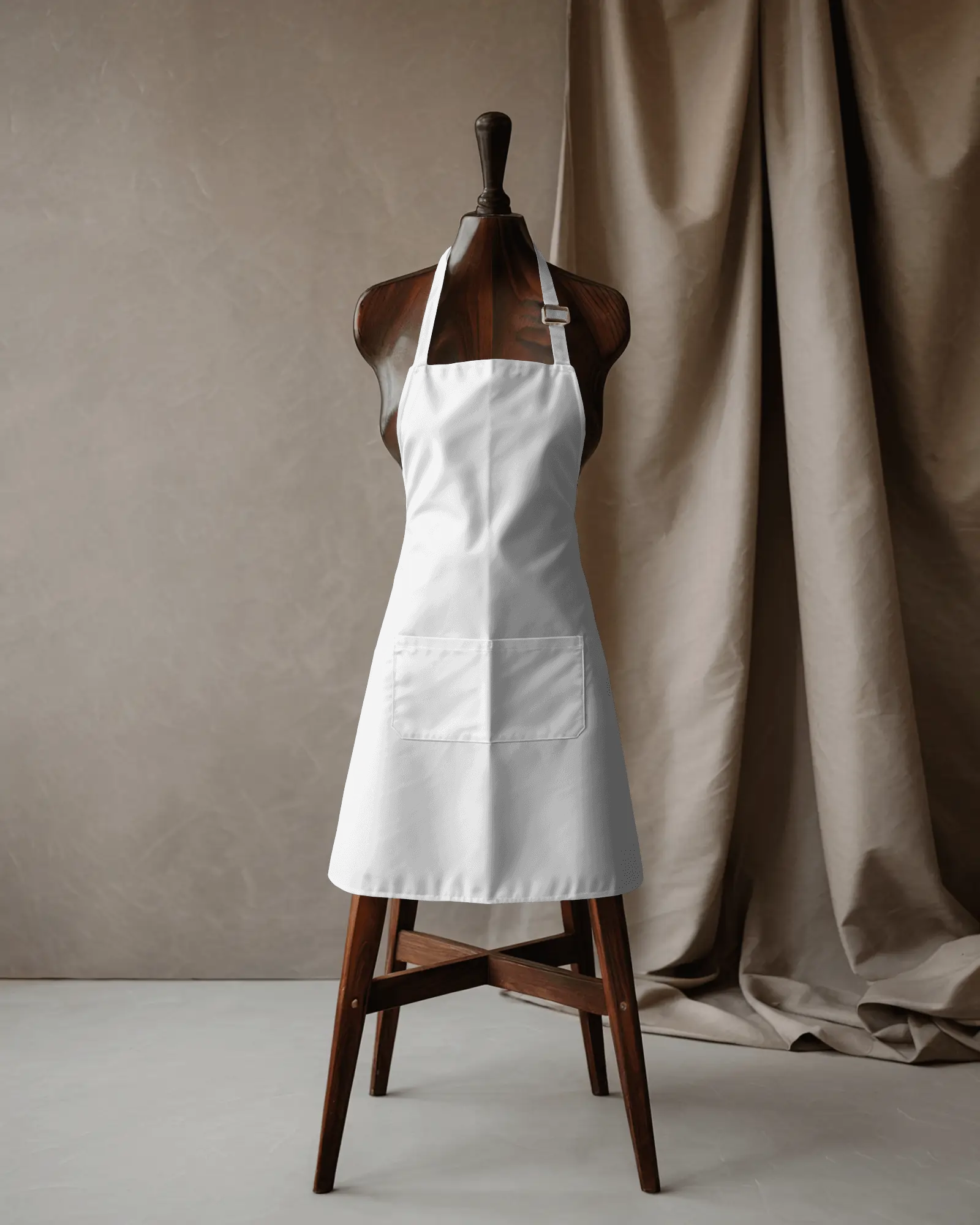 customizable-apron-mockup-on-wooden-mannequin-perfect-for-chefs-artists-and-crafters