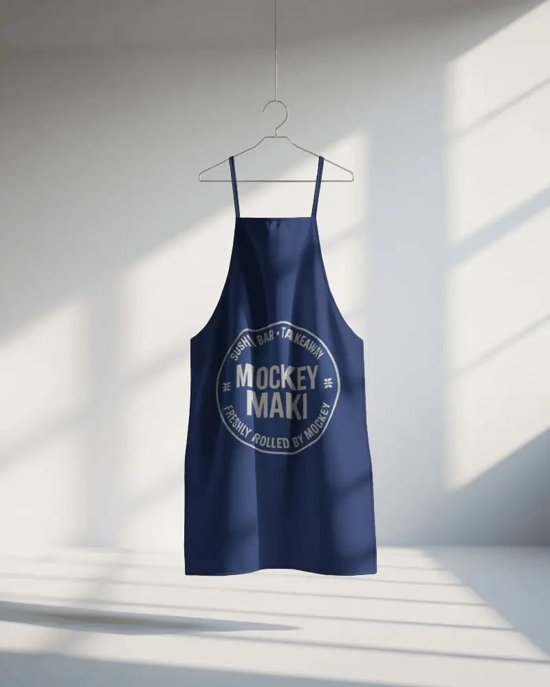 Simple Clean Apron Mockup For Professional Custom Apron Design Presentation And Branding Use