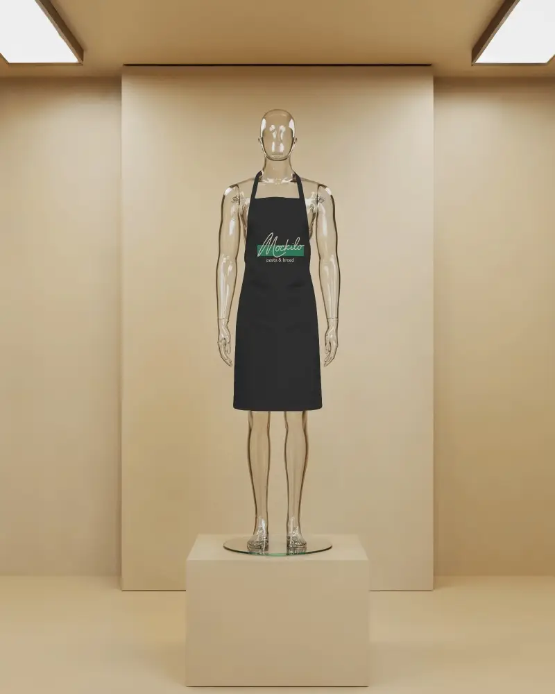 Modern Full Length Apron Mockup For Custom Logo Print Designs Display