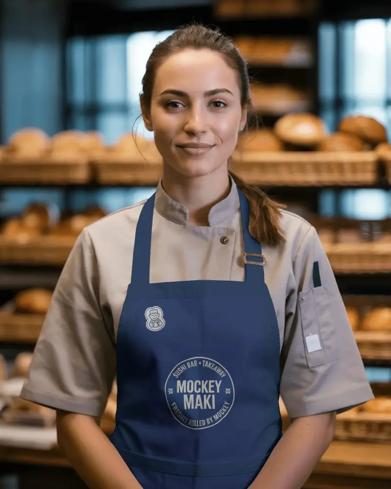 Professional Bakery Apron Mockup With Adjustable Neck Strap For Comfortable Fit