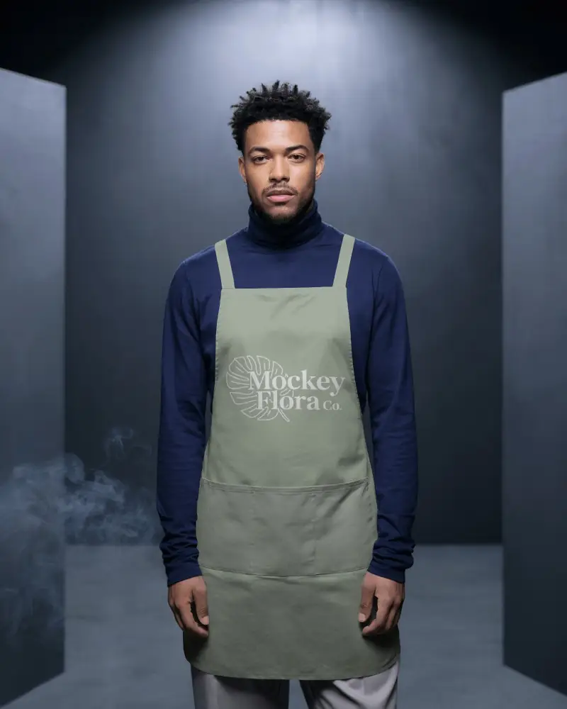 Heavy Duty Work Apron Mockup With Long Lasting Fabric And Reinforced Seams For Easy Cleaning