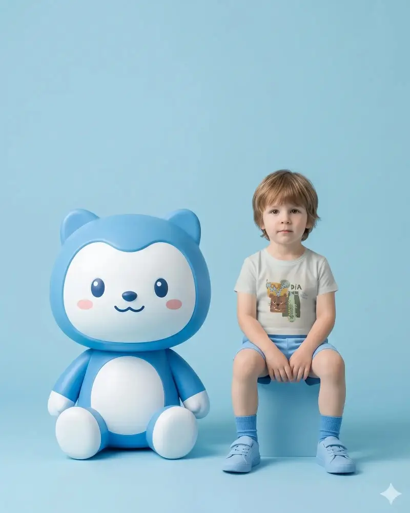 Cute Baby Tee Mockup With Kid And Adorable Cartoon Character Perfect For Kids Fashion