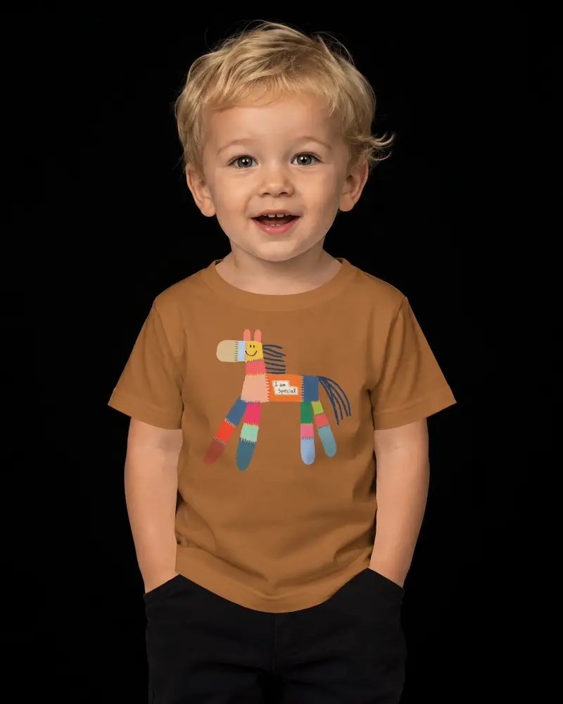 Baby Tee Mockup Toddler Boy Standing With Hands In Pockets On Black Studio