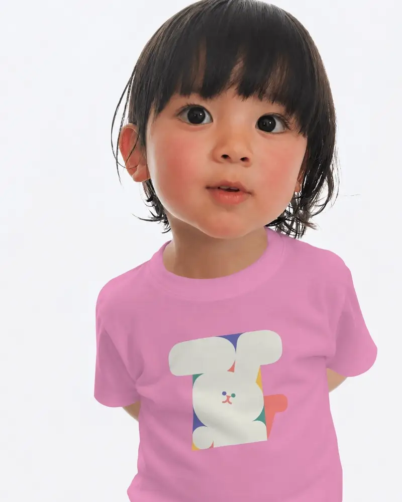 Baby Tee Mockup Close Up Toddler Model Wearing Blank Gray Shirt On Clean White Studio