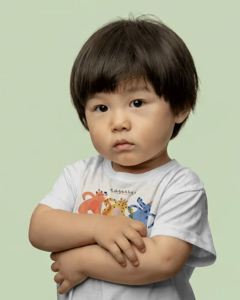 Cute Baby Wearing Soft Comfortable Baby Tee Mockup For Kids Fashion Design Display