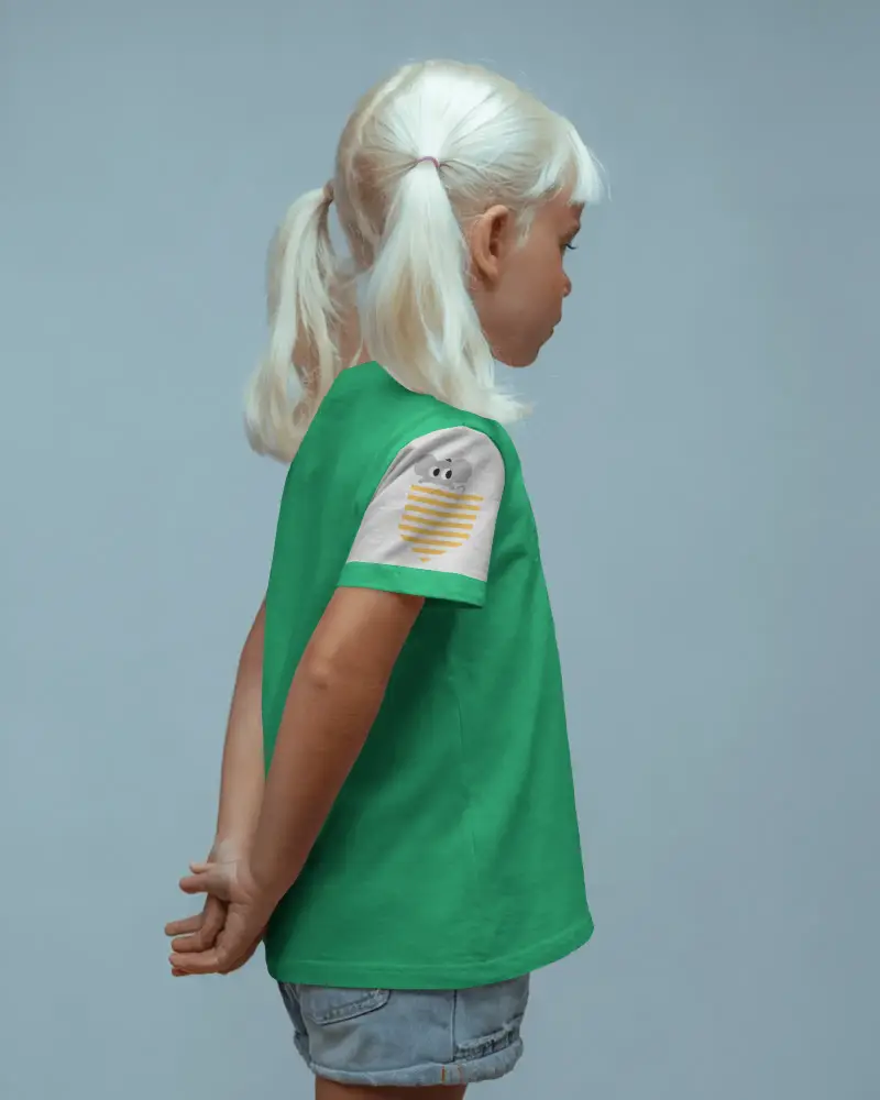 Rear View Child Standing Baby Tee Mockup Minimal Studio Fashion Style Clean Background