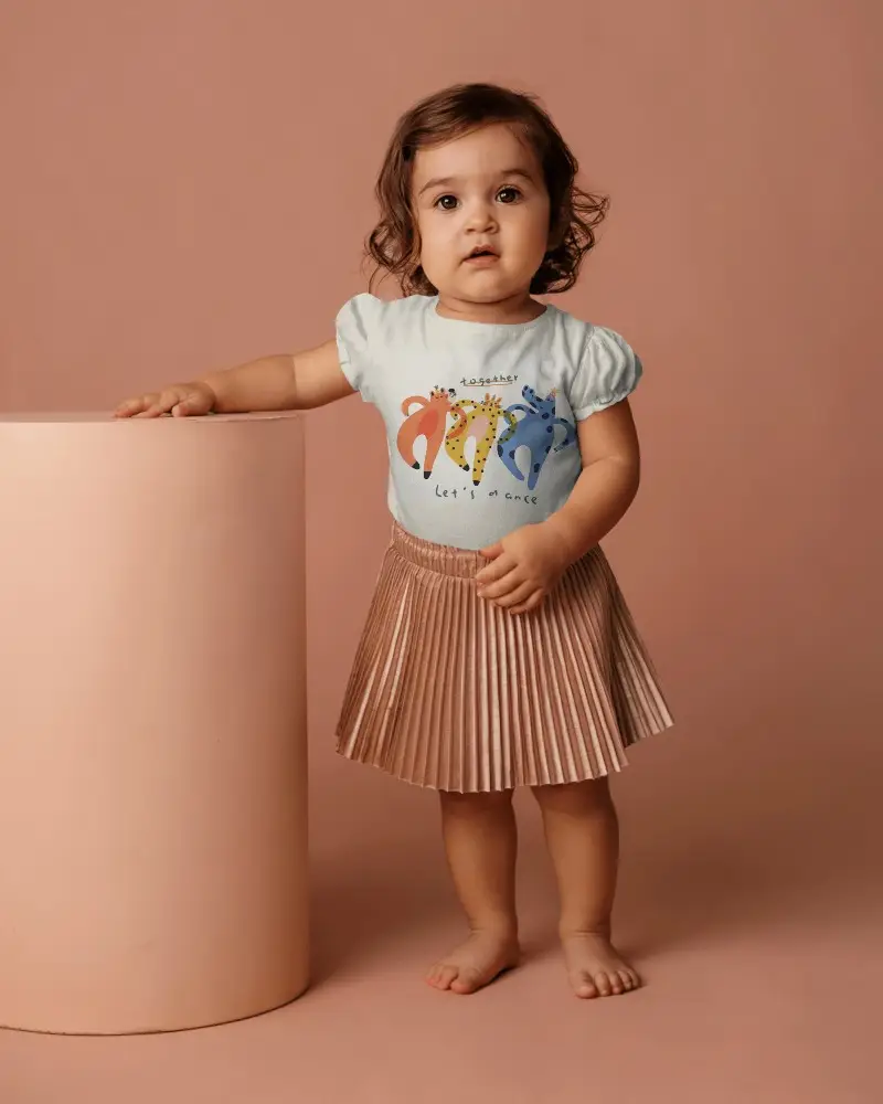 Baby Tee Mockup With Puffed Sleeves Perfect For Kids Casual And Comfortable Clothing Designs