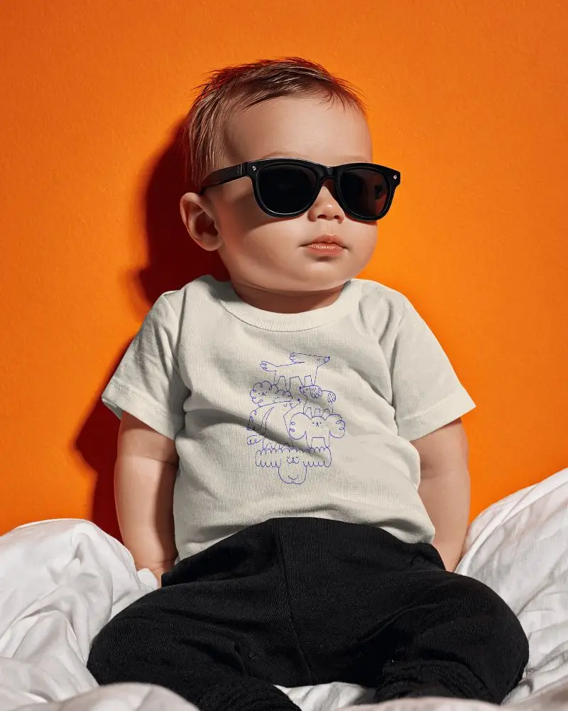 Cool Baby Tee Mockup On Infant Model Showcasing Comfortable Perfect Fit Mockup Design