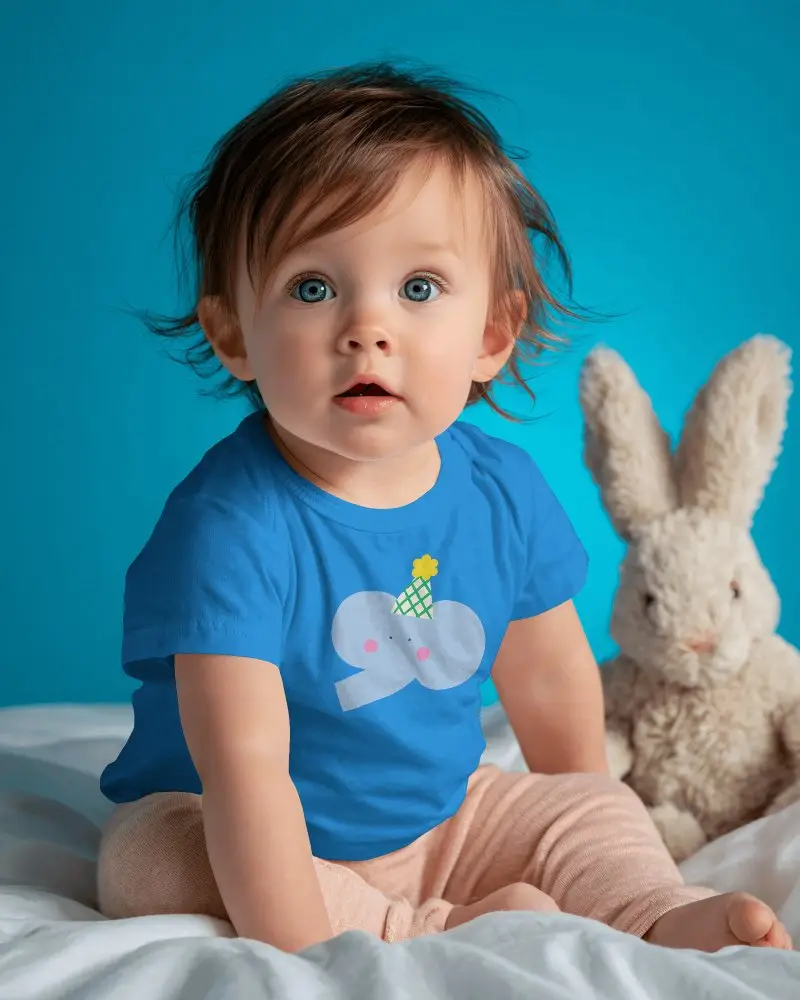 Adorable Toddler In Comfy Baby Tee Mockup With Soft Fabric For Sensitive Skin Wear