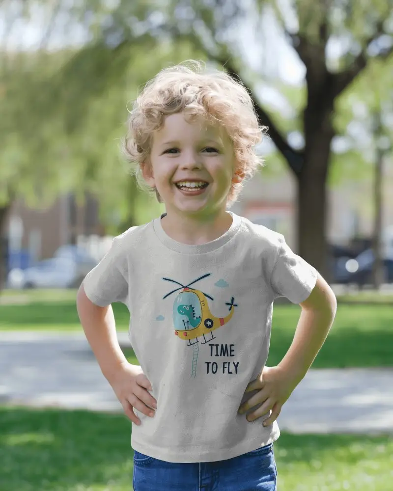 Baby Tee Mockup Happy Toddler Wearing Tshirt Standing Outdoors In Sunny Park Setting