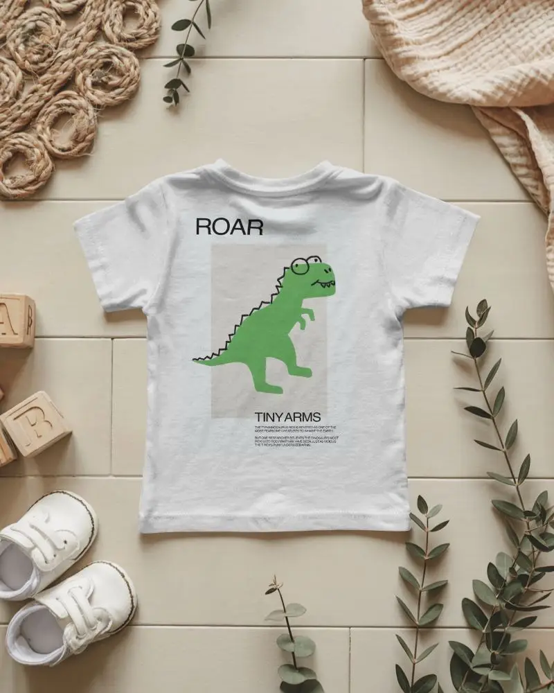 Baby Tee Mockup Infant Tshirt Flat Lay With Neutral Tiles And Natural Leaf Elements Natural Aesthetic
