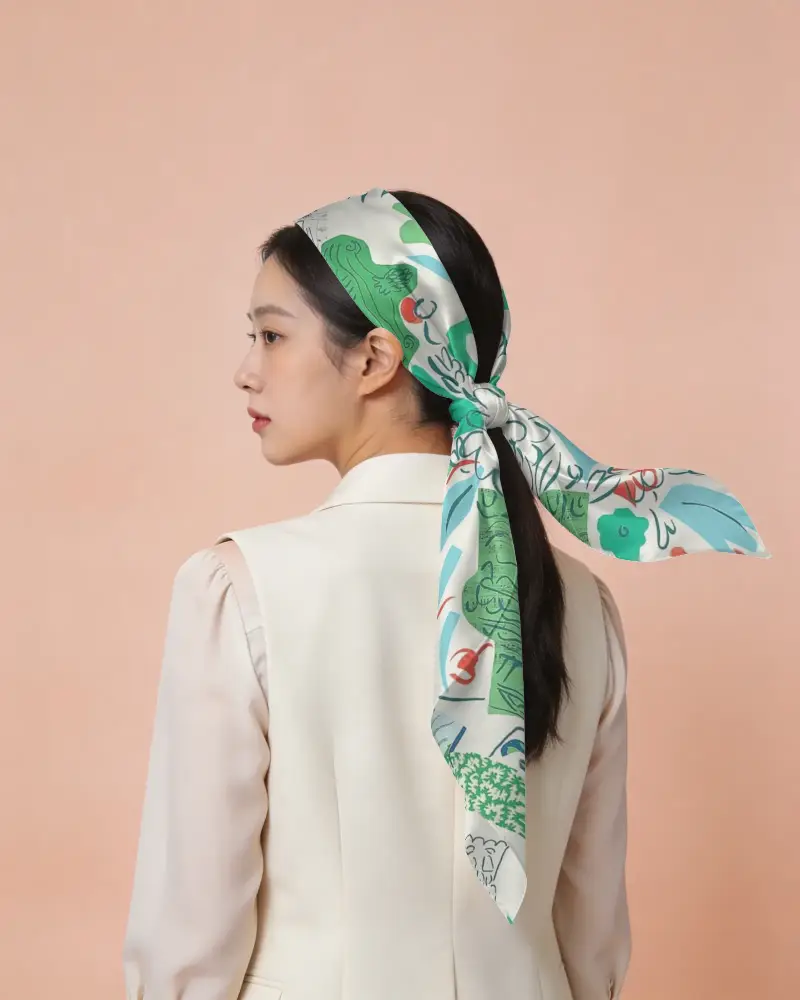Elegant Silk Bandana Mockup Accessory For Women Fashionable Headscarf For Stylish Outfits And Events