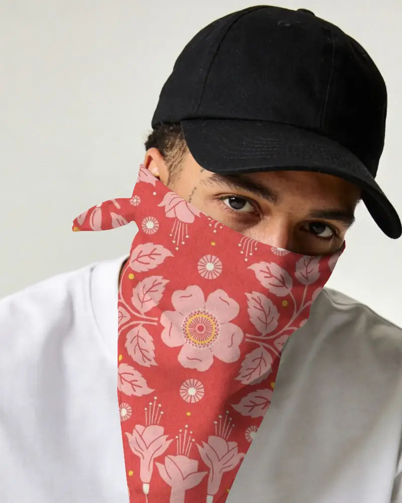 Customizable Bandana Mockup For Marketing And Design Purposes With Model Wearing Cap
