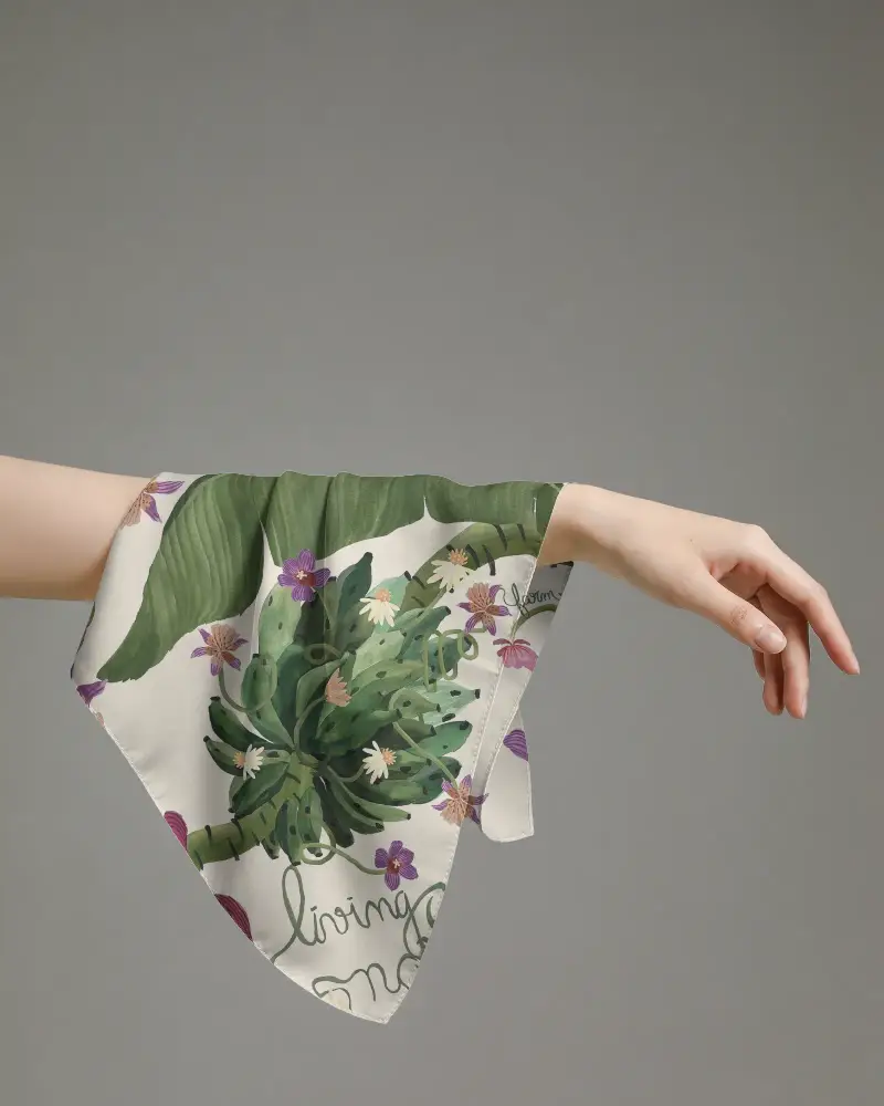 Elegant Square Bandana On Arm Fashion Accessory Silk Soft Texture Style Trendy Look
