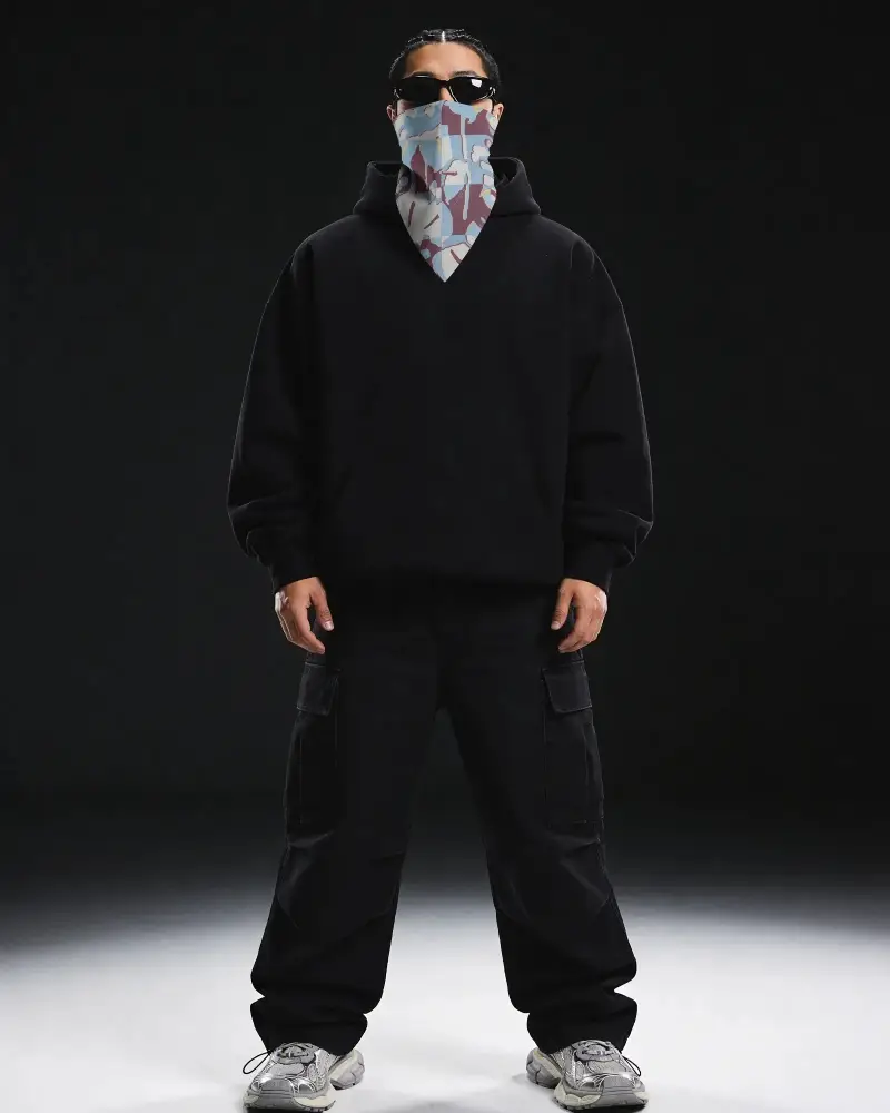 Stylish Bandana Mockup With Modern Sunglasses And Relaxed Fit Pants For Mens Fashion Advert