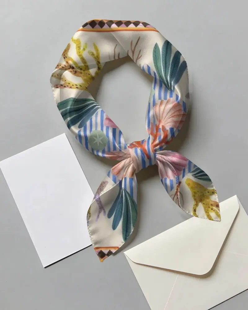 Elegant Silk Bandana Mockup With Soft Fabric Folds Showcasing Luxury Accessory Presentation