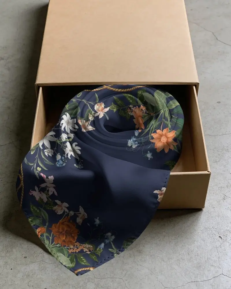 Silky Soft Bandana Mockup In Minimalist Box Photography For Fashion Brand Presentation
