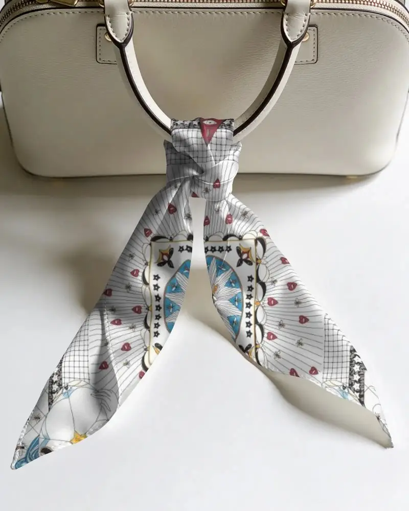 Smooth Textured Bandana Mockup Around Purse Handle Fashionable Scarf Design Presentation