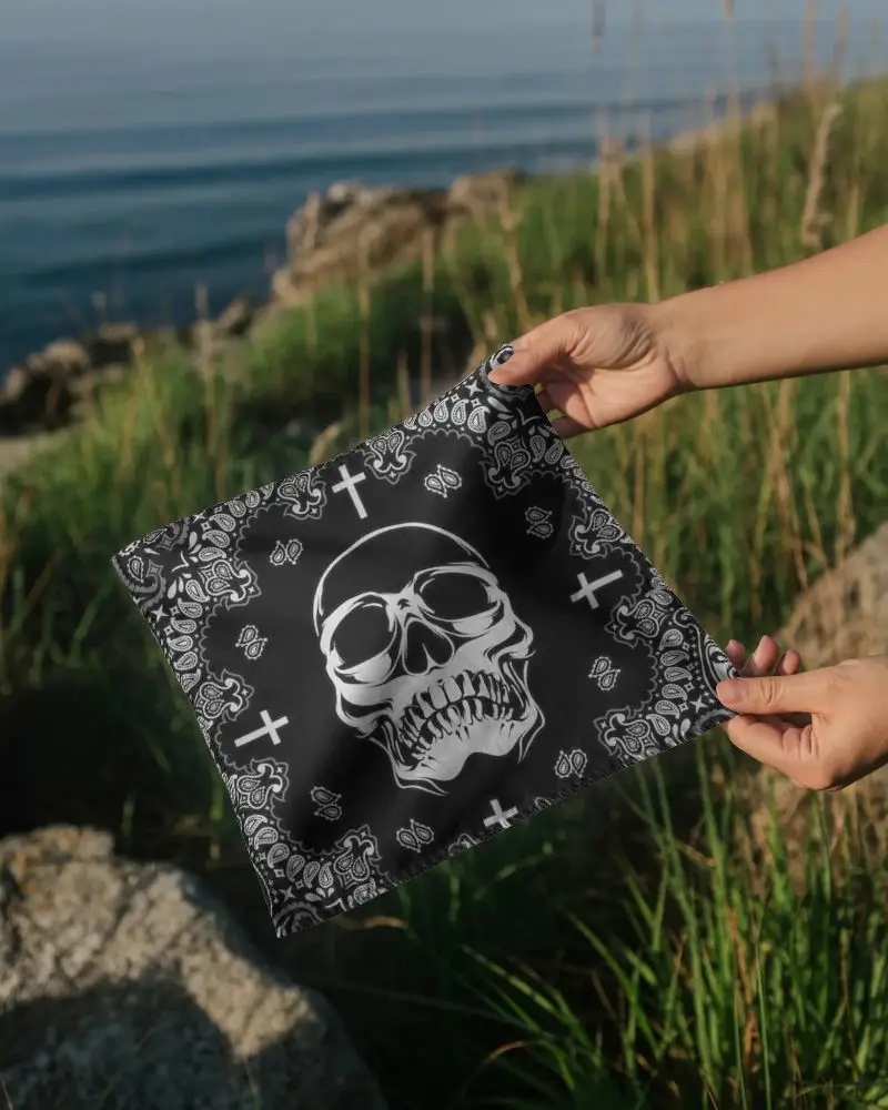 Realistic Bandana Mockup Held In Hands Ideal For Promoting Fashion Brands Or Accessories