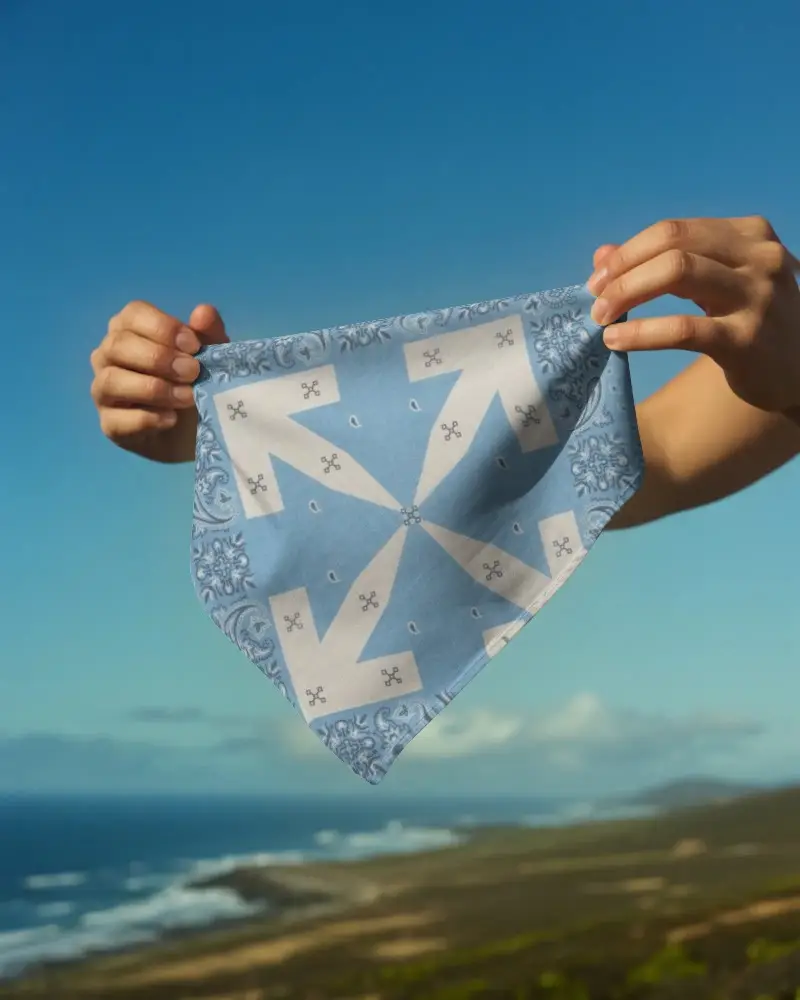 Soft Cotton Bandana Mockup Held In Hands Outdoor Lifestyle Accessories Photography