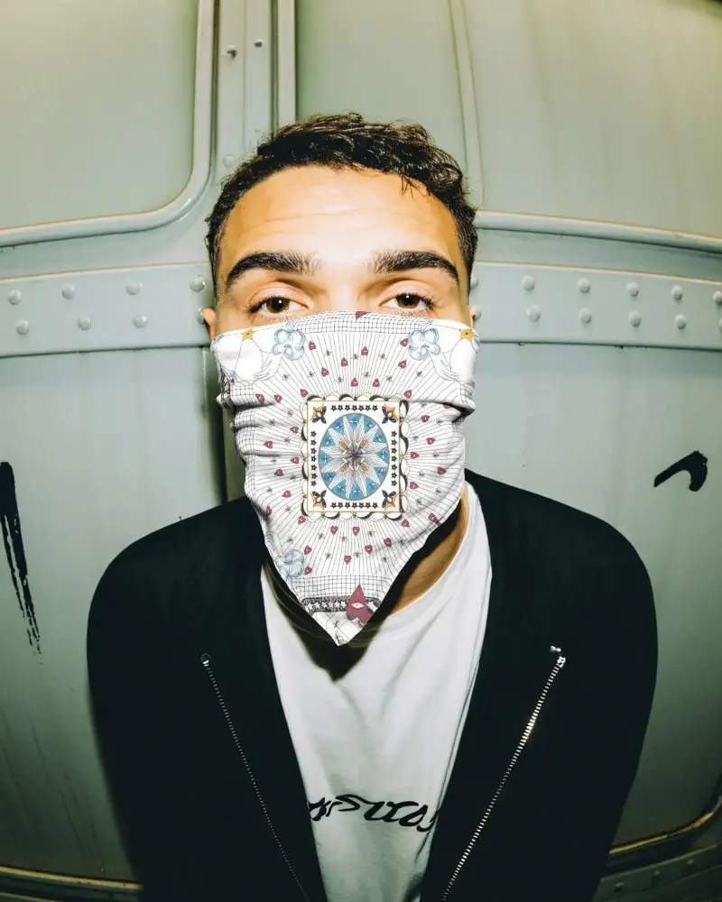 Menwearing Stylish Bandana Mockup Face Covering Mockup For Fashion Accessory Promotion Online
