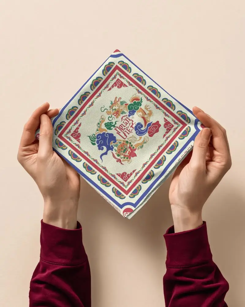 High Quality Bandana Mockup Showcasing Realistic Texture And Folds For Fashion Designers