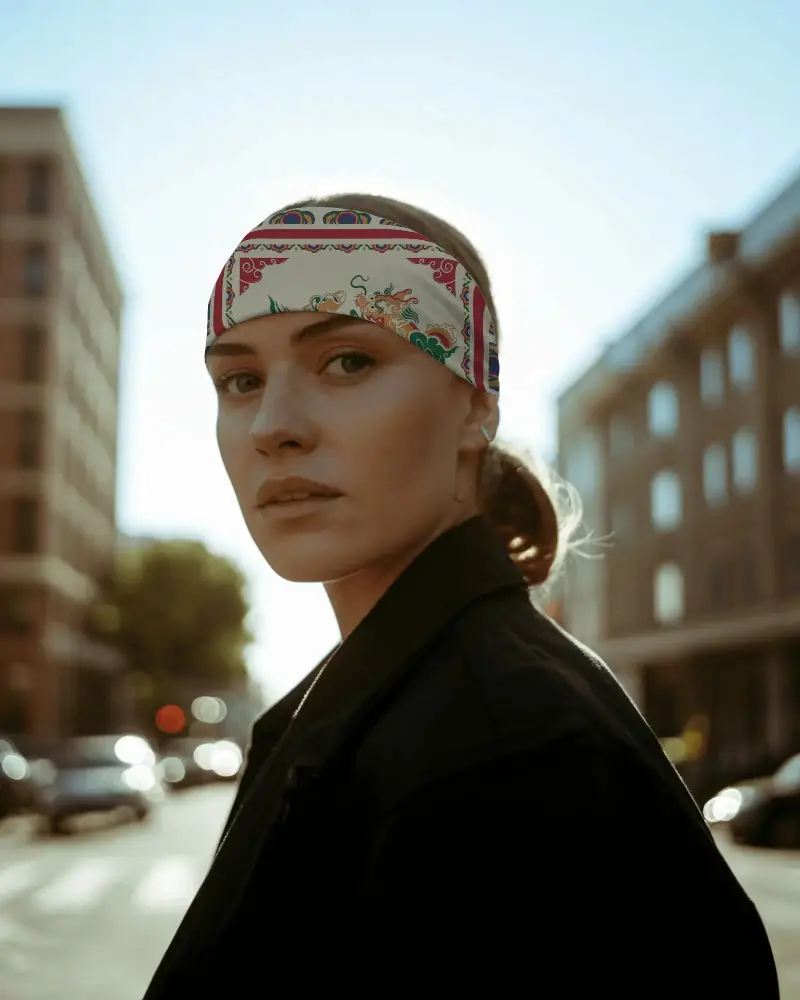 Stylish Headband Bandana Mockup For Women Outdoor Photo Urban Background Style