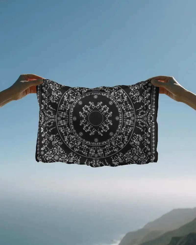Hand Held Blank Bandana Mockup Template For Printing And Fashion Accessory Marketing Use