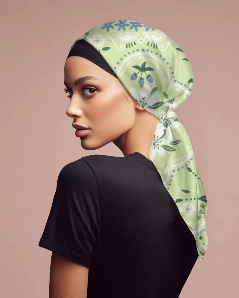 Realistic Fabric Bandana Mockup To Showcase Headscarf Print And Style Variations