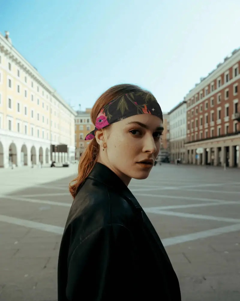 Stylish Bandana Mockup Fashion Accessory Street Style Woman Urban Look Modern Vibes