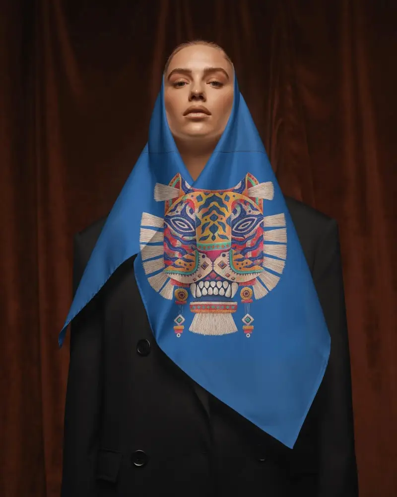 Elegant Smooth Fabric Headscarf Fashion Style Accessory Seasonal Wear Trendy Bandana Mockup