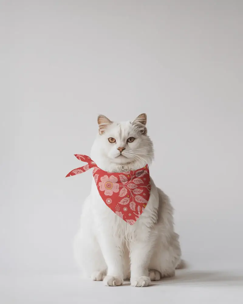 Stylish Pet Bandana On Cat Apparel Mockup For Custom Design Presentations