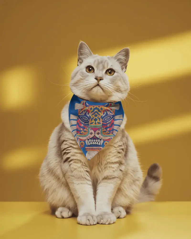Realistic Cat Bandana Mockup Showcasing Pet Fashion And Accessory Marketing