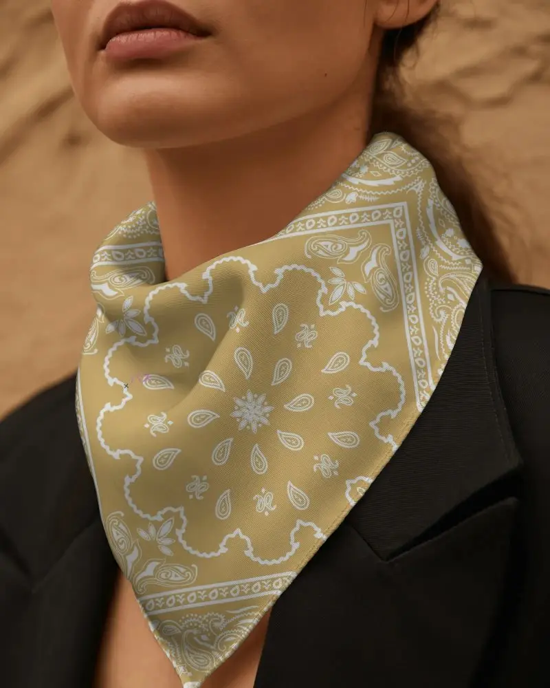 Premium Soft Satin Neck Bandana Mockup Fashion Accessory For Elegant Casual Wear Outfits