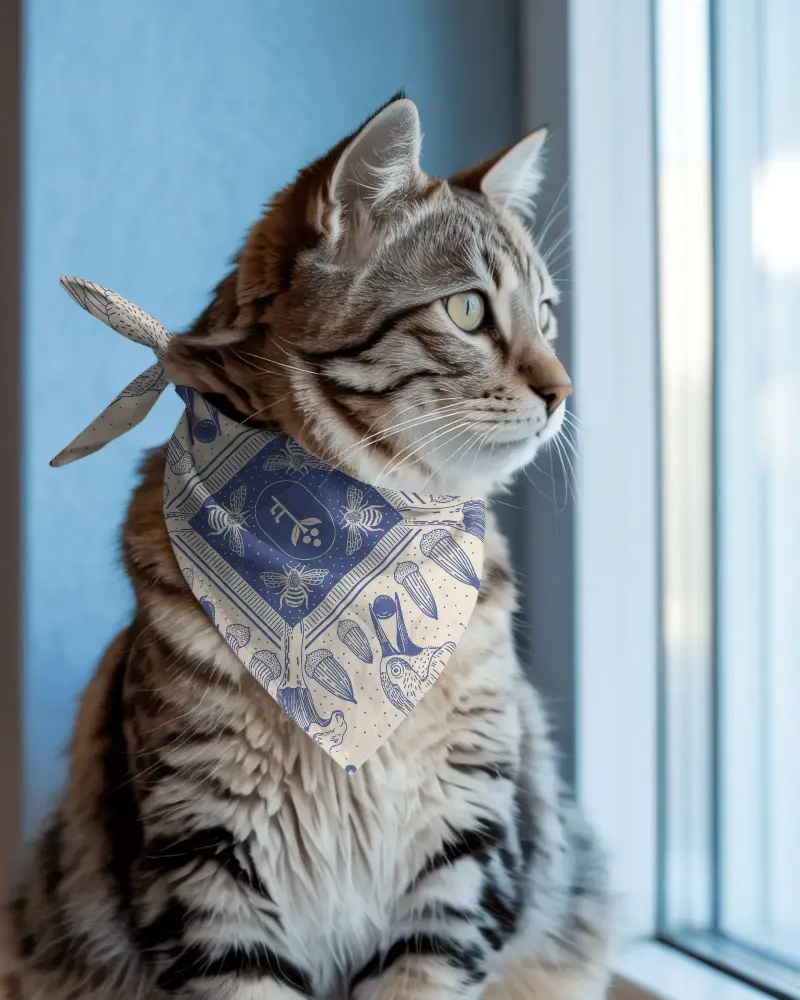 Cozy Pet Bandana Mockup For Cats To Enhance Pet Fashion Influencer Style And Pet Branding