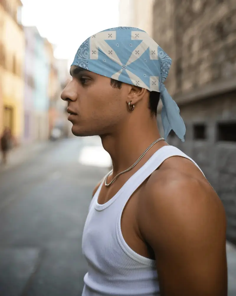 Urban Street Style Bandana Mockup For Fashionable Accessories Promotional Use
