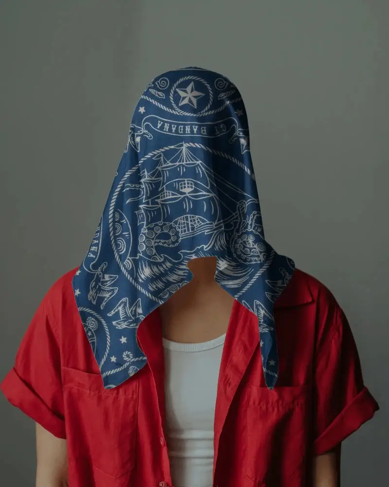 Smooth Silky Fabric Folded Bandana Mockup For Fashion And Accessories Promotions