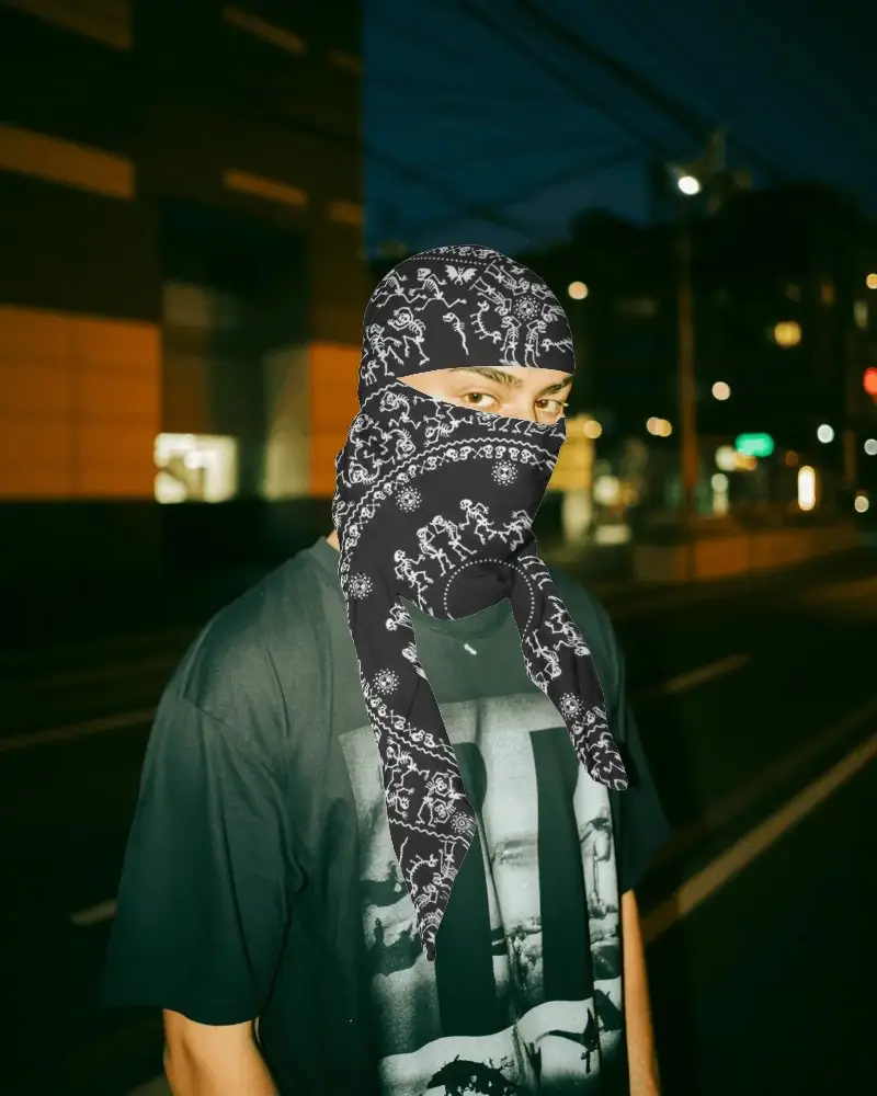 Street Style Bandana Mockup For Urban Fashion And Stylish Headwear Showcasing Creative Looks