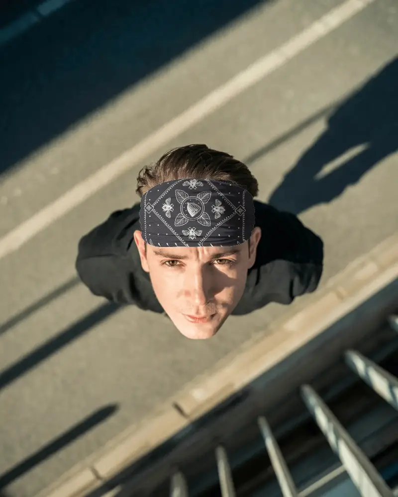 High Quality Bandana Mockup Featured On Model For Accessories And Outdoor Activity Promotion