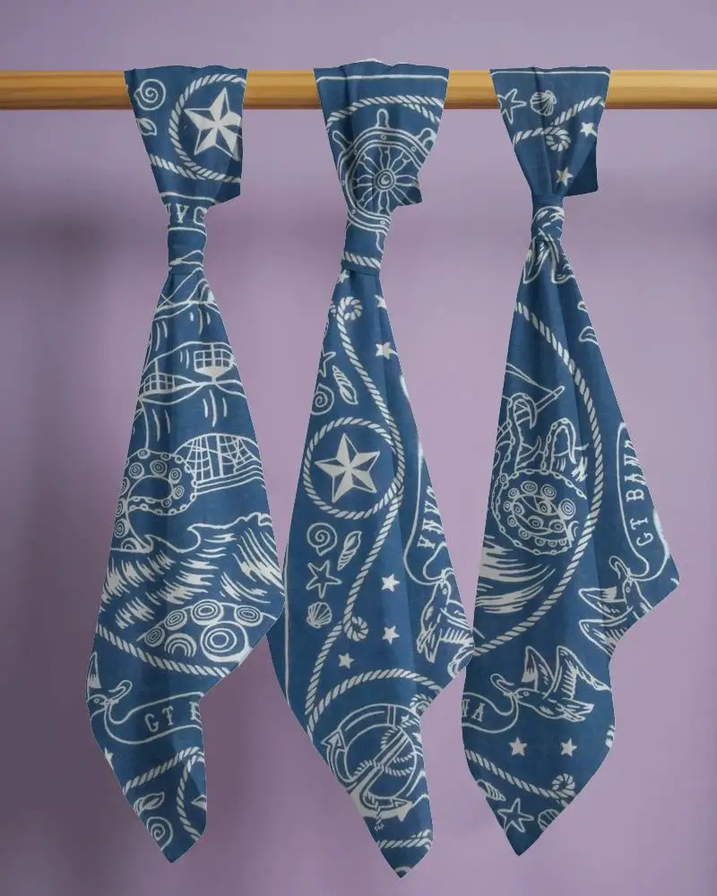 Versatile Bandana Mockup Showcasing Three Different Fashionably Knotted Fabric Options