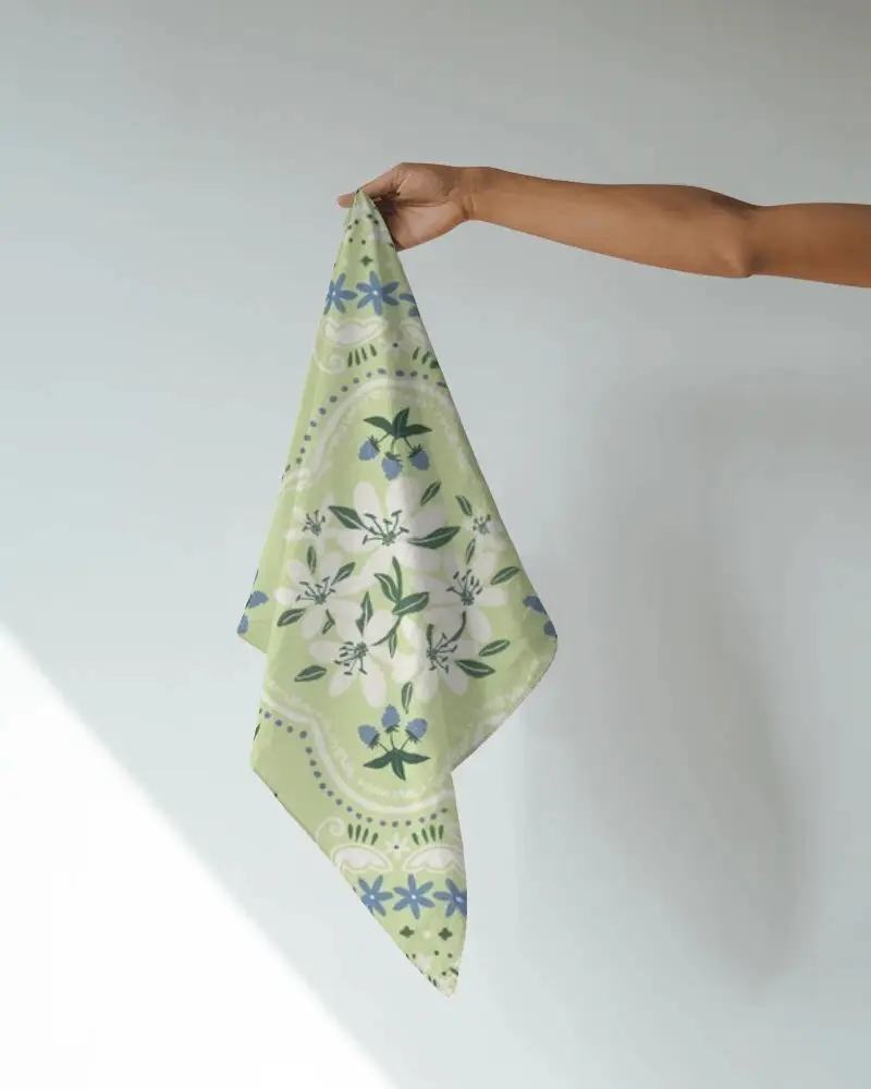 Elegant Minimalist Bandana Mockup Held In Hand Clean Plain Background For Design Display