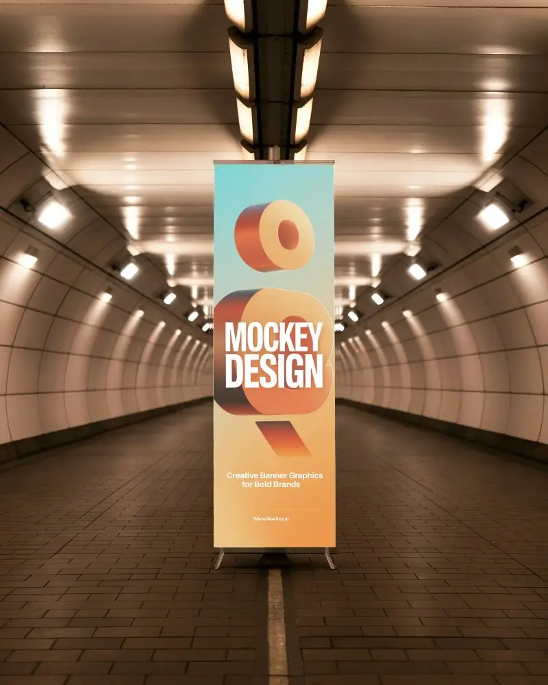 Underground Walkway Banner Mockup For Advertising And Promotion Purposes