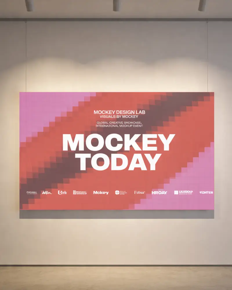 Blank Horizontal Banner Mockup On Wall For Product Display And Marketing Presentation